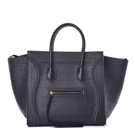 celine navy blue phantom|CELINE Crocodile Embossed Calfskin Medium .